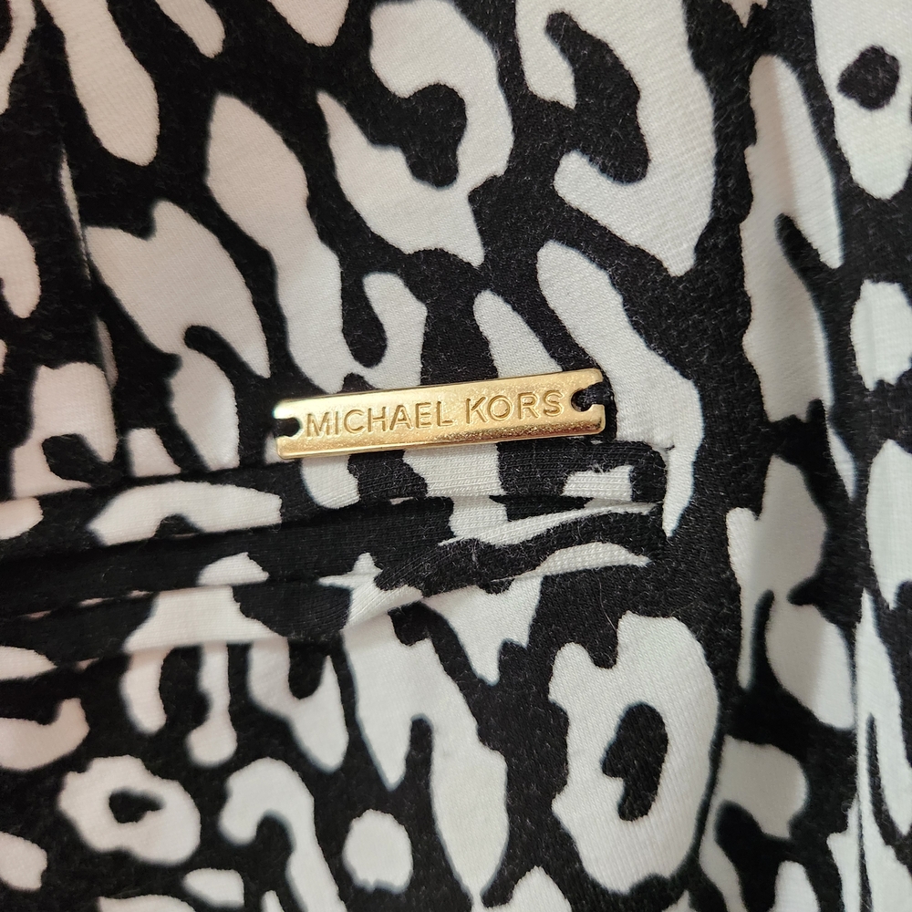 Michael Kors Black and White Animal Print Stretch Pants - Picture 3 of 5